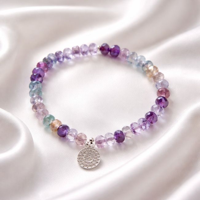 Fluorit Armband mit Anhänger "OM" 925 Silber