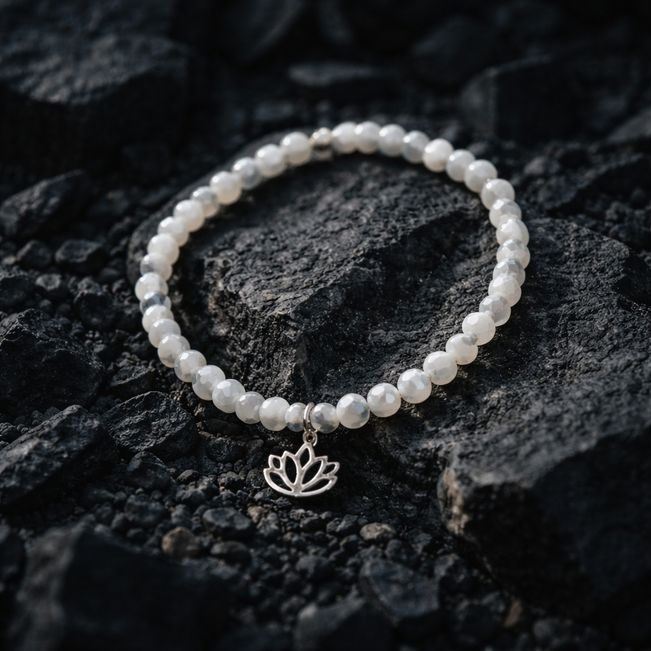 Armband Perlmutt mit Silberanhänger Lotusblume