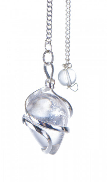 Spiral Pendel Bergkristall2,5 cm, Messing, versilbert