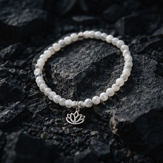 Armband Perlmutt mit Silberanhänger Lotusblume