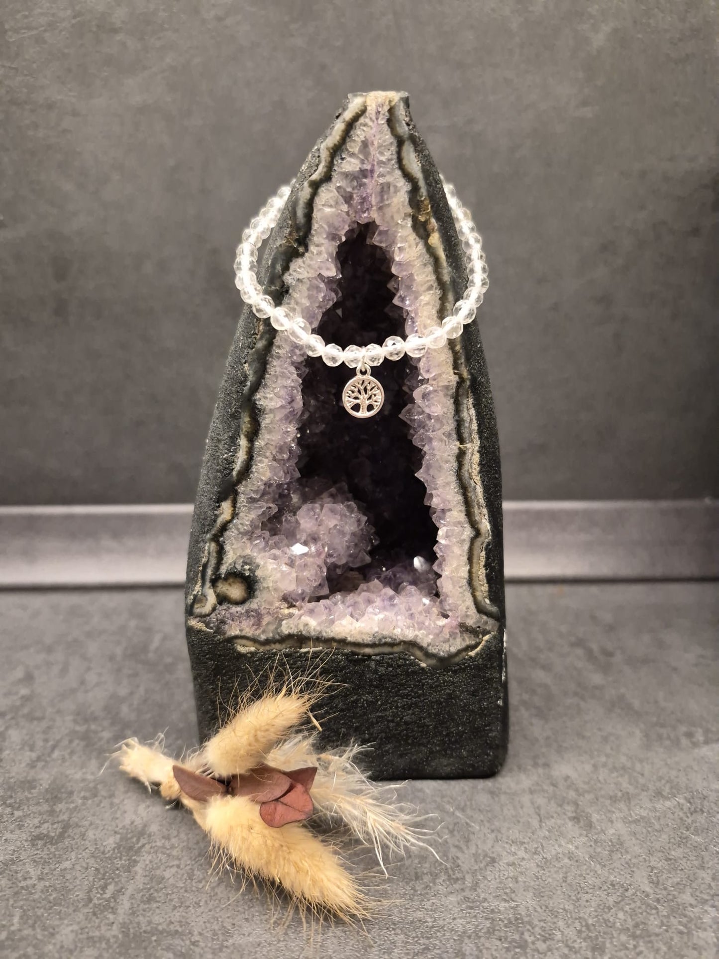 Bergkristall Armband Lebensbaum Silber