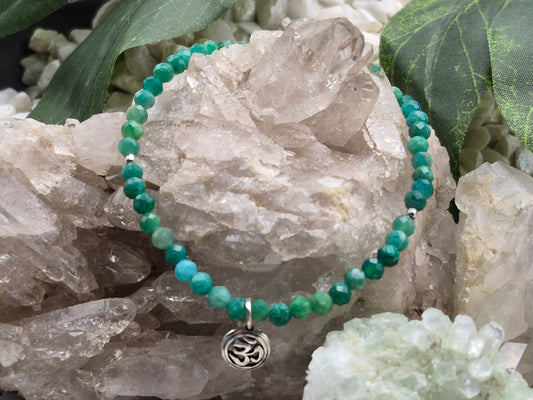 Edelsteinarmband Amazonit mit "OM"-Anhänger, 925 Silber