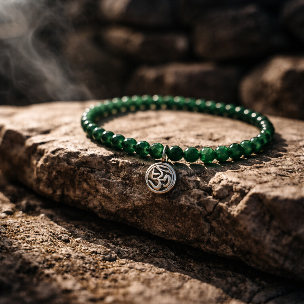 Edelsteinarmband Sternaventurin mit Anhänger OM 925 Sterlingsilber