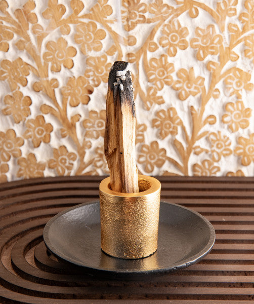 Palo Santo Halter Weißmetall, gold-und schwarzfarben