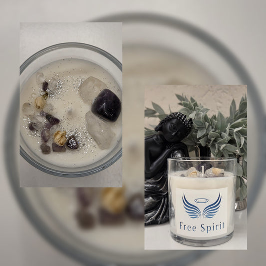 Spirit Balance - Edelsteinkerze Amethyst & Bergkristall