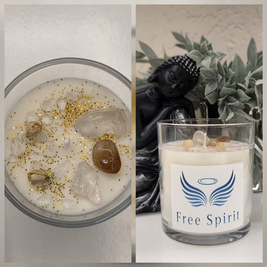 Sunfire Glow - Edelsteinkerze Citrin & Bergkristall