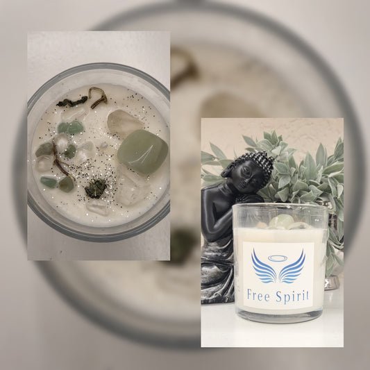 Mystic Meadow -  Edelsteinkerze Jade & Bergkristall