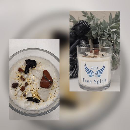 Scarlet Flame - Edelsteinkerze roter Jaspis & Bergkristall