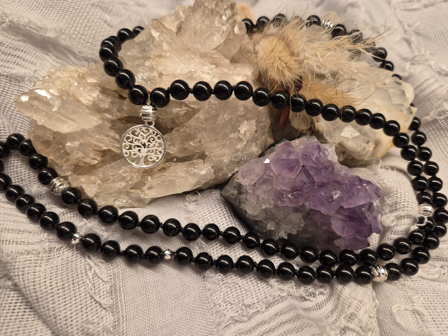 Mala Protection aus schwarzem Turmalin - Schutz, Erdung und innere Kraft