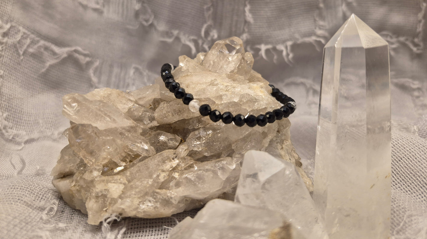Armband schwarzer Turmalin & Bergkristall